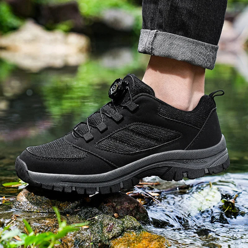Herren Outdoor Wanderschuhe mit Drehverschluss, rutschfest, bequeme Trekking Schuhe