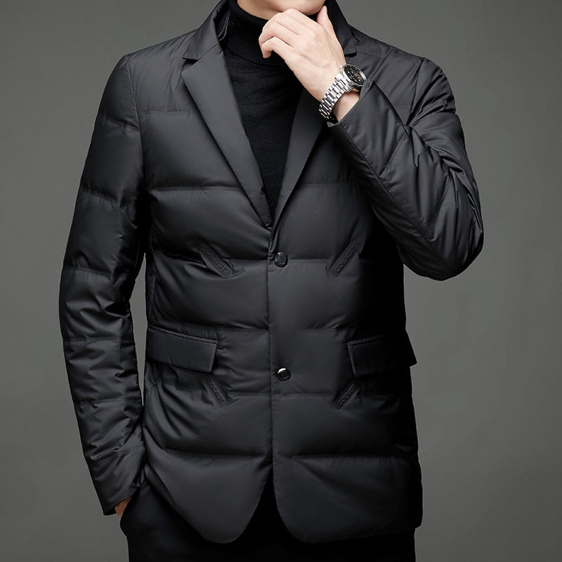 Herren Blazer Winter gefüttert isolierend elegant leichter Steppblazer warm