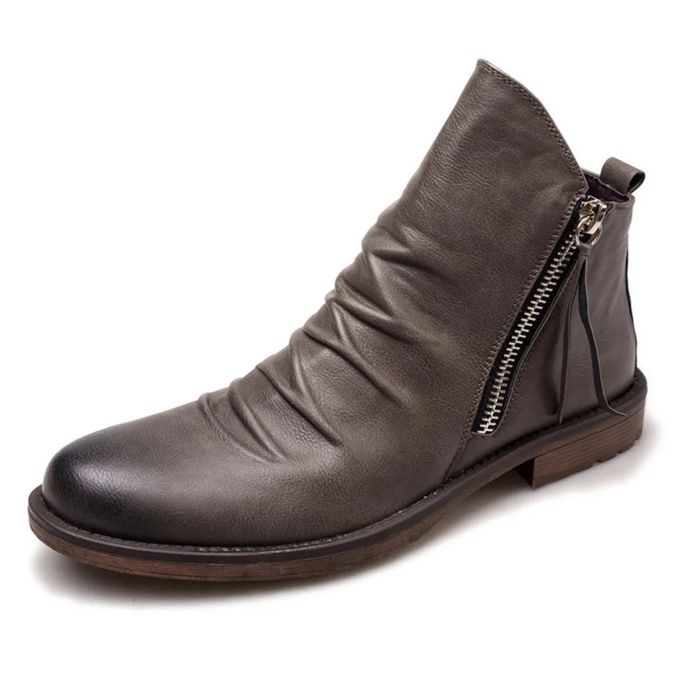 Herren Chelsea Boots Leder Schlupfstiefel Elastisch Komfort Alltag Elegant