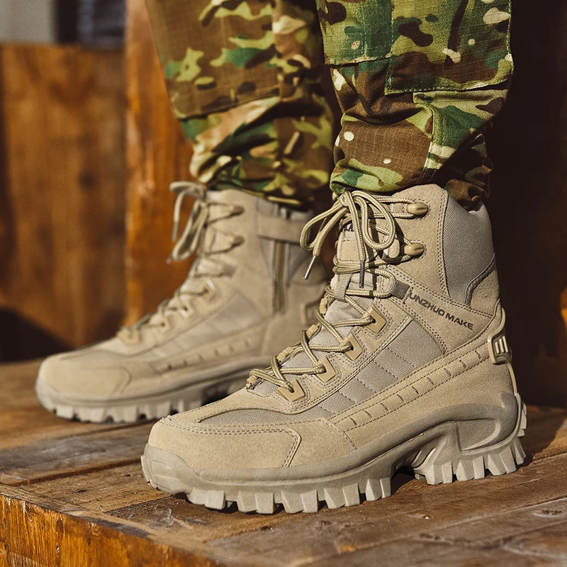 Damen Outdoor-Stiefel Beige rutschfest knöchelhoch Profilsohle Gelände Wanderschuhe