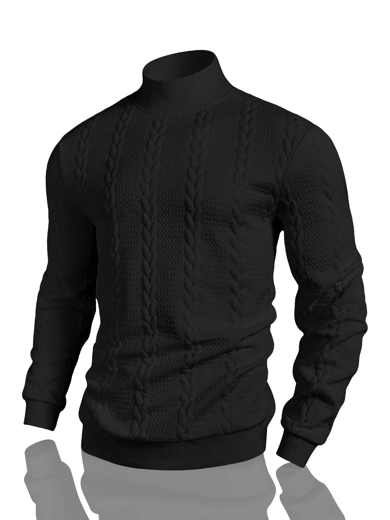 Herren Strickpullover Rollkragenpullover strukturierte Langarm bequem warm atmungsaktiv