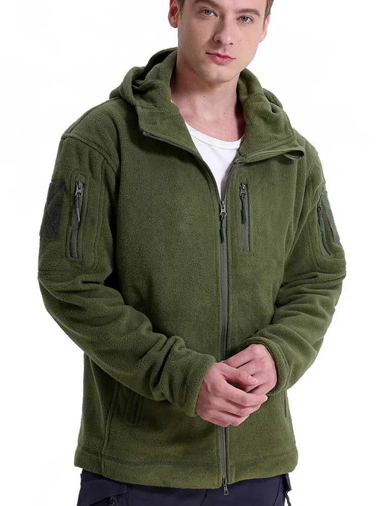 Herren Taktische Jacke Kapuze Langarm Regular Fit Mehrere Taschen Reißverschluss Outdoor Funktionsjacke Allwetter