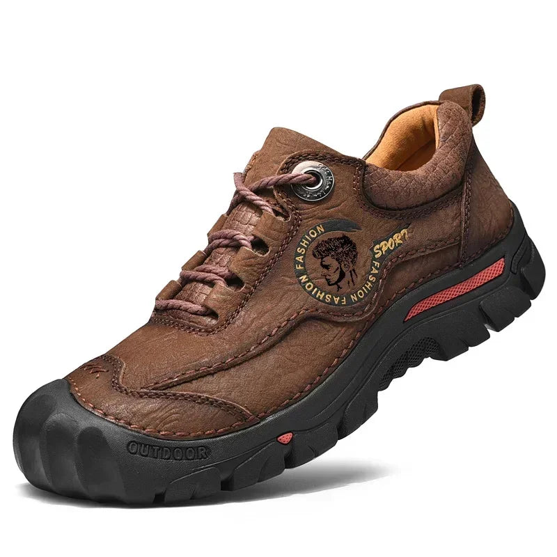 Herren Outdoor Halbschuhe Braun rutschfest stoßdämpfend Schnürschuhe mit Profilsohle