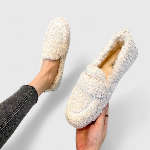 Damen Slipper gefüttert Lammwolle rutschfest Slip-On Hausschuhe warm Alltag Indoor Outdoor Schuhe
