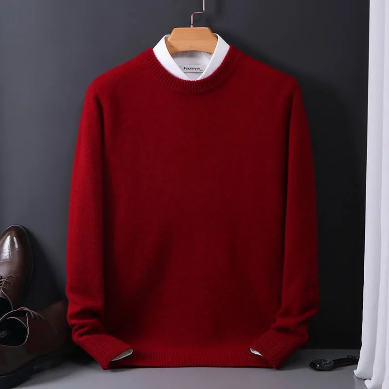 Herren Strickpullover Rundhals tailliert leicht bequem atmungsaktiv Langarm