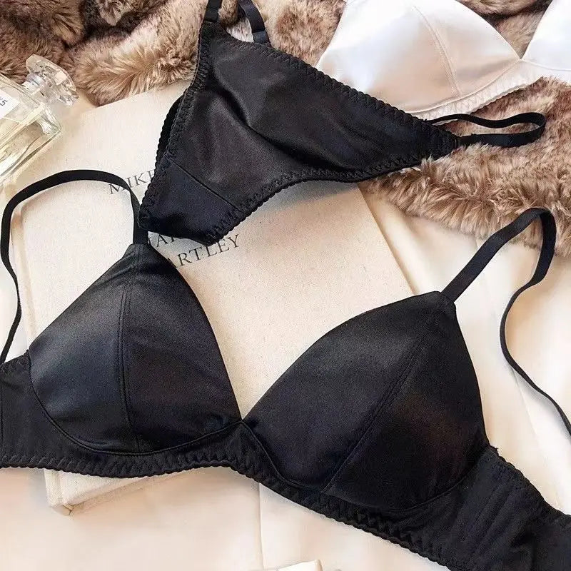 Damen Dessous Set Rosa glänzend nahtlos verstellbar zweiteilig BH Slip