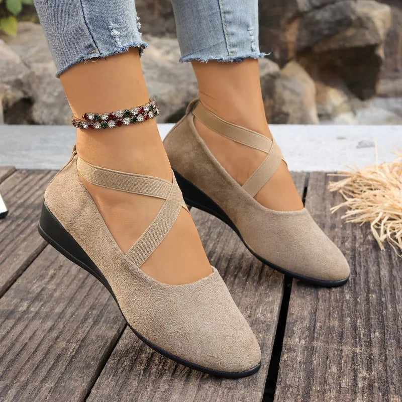Damen Loafer mit rutschfester Sohle Retro-Stil Einfarbige Casual Schuhe zum Tanzen Große Größen