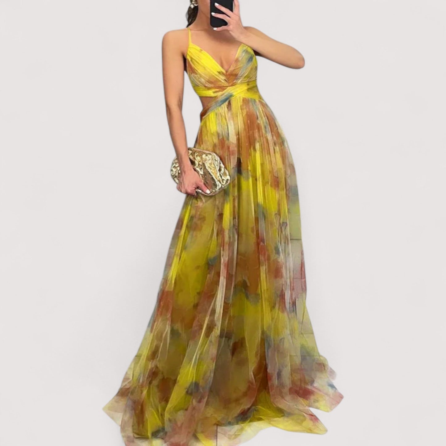 Damen Abendkleid verdrehtes Oberteil fließend figurbetont elegante Passform