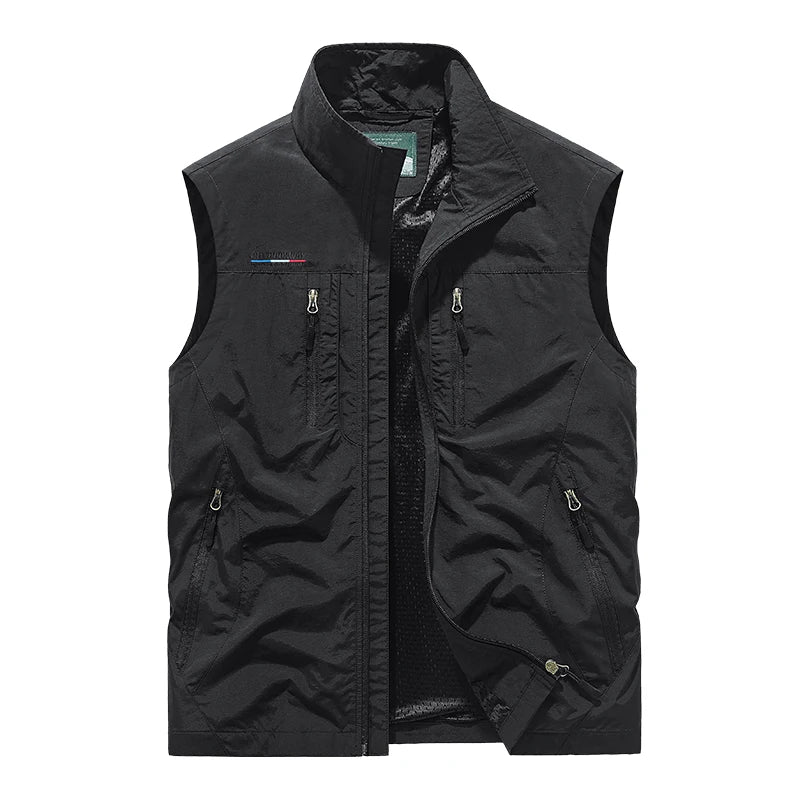 Herren Weste Regular Fit Leicht Atmungsaktiv Outdoor Wandern Reisen Mehrtaschen Funktional Sommer