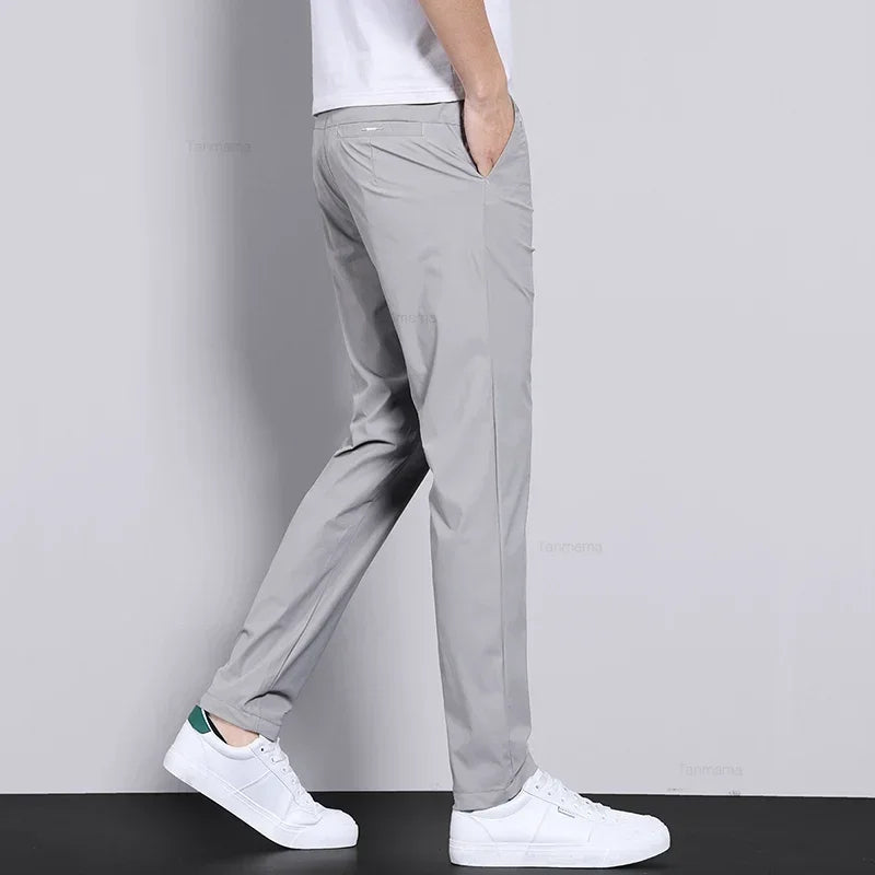 Herren Sommerhose aus feinem Wollstoff leichte Freizeithose Alltagshose