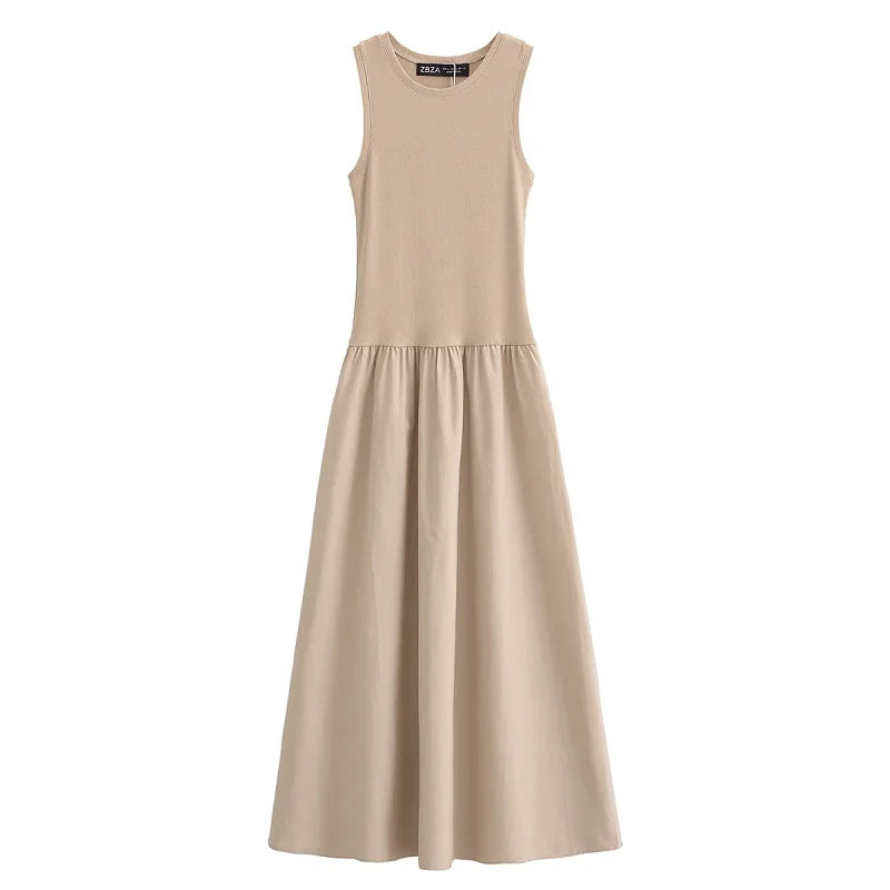Damen Maxikleid ärmellos schwarz fließend elegant entspannte Passform