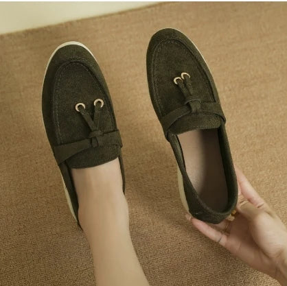 Damen Slipper Retro Schwarz flache Schuhe dicke Sohle bequeme Freizeitschuhe Slip-On