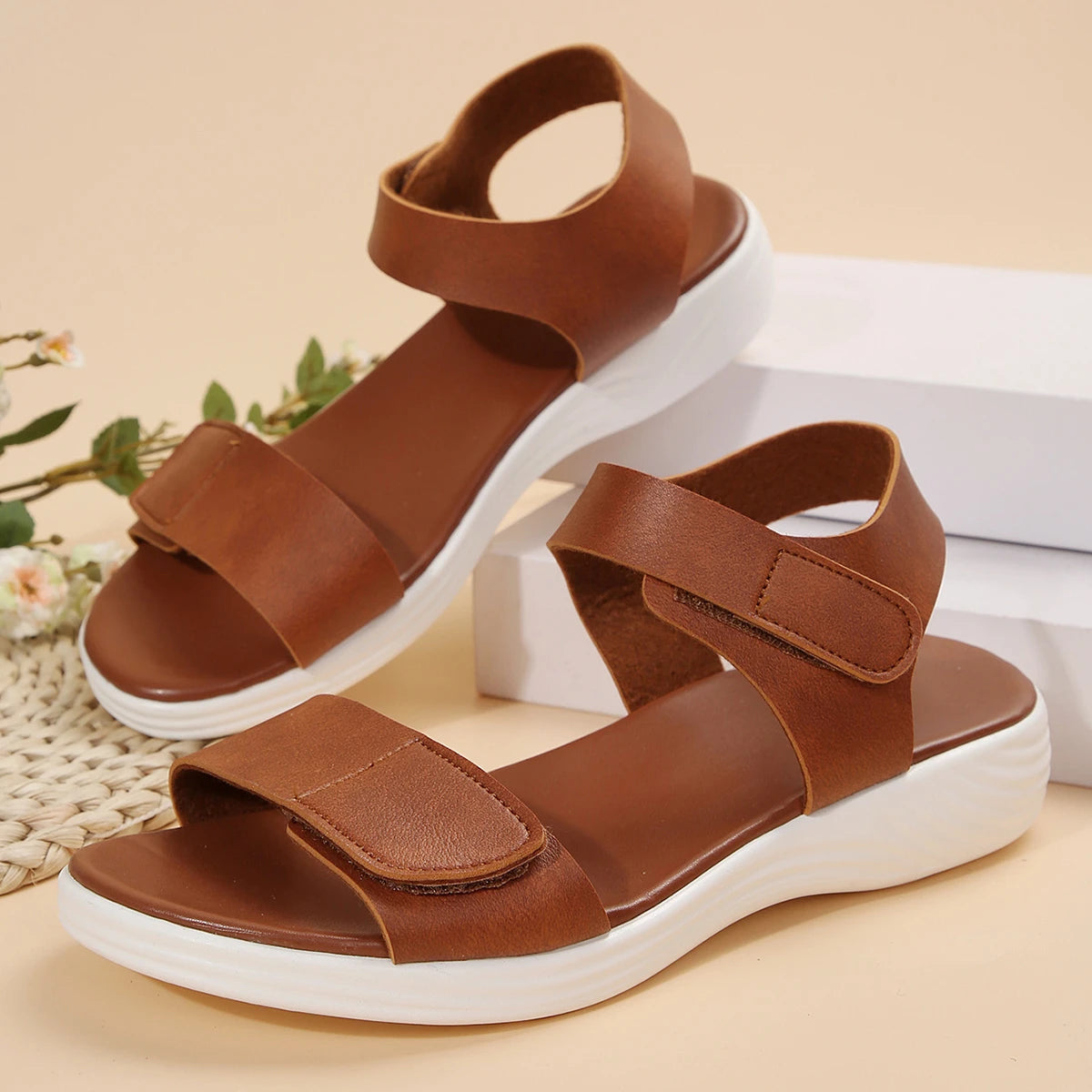 Damen Keilsandalen Plateau Weiche Sohle Klebeverarbeitung Bequeme Sommerschuhe