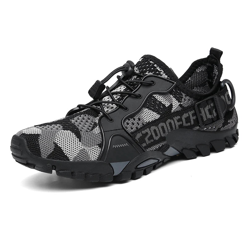 Damen Outdoorschuhe schwarz oliv mit Profilsohle und Schnellschnürung