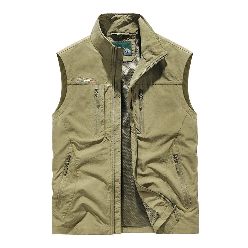 Herren Weste Regular Fit Leicht Atmungsaktiv Outdoor Wandern Reisen Mehrtaschen Funktional Sommer