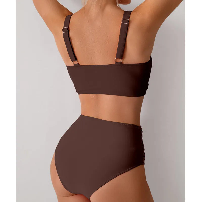 Damen Bikini-Set High Waist Push-Up Bademode Strand Badeanzug