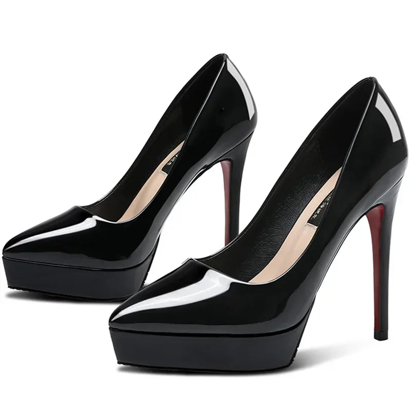 Damen Pumps Schwarz spitz Slip-On High Heels 10CM 12CM elegante Büro Party Hochzeitsschuhe