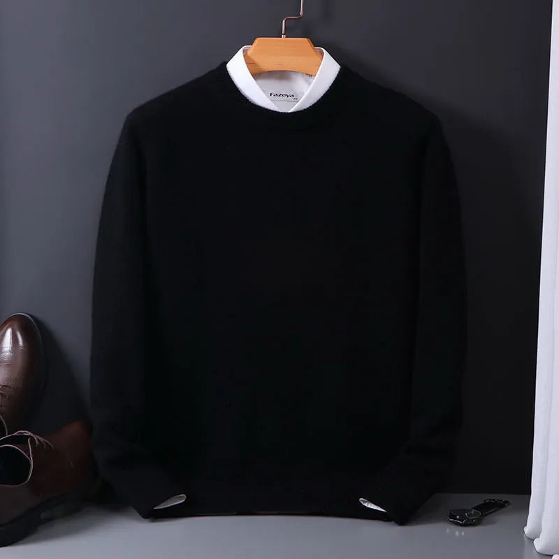 Herren Strickpullover Rundhals tailliert leicht bequem atmungsaktiv Langarm