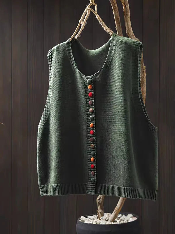 Damen Cardigan Strickjacke Rundhals Knopfleiste Lockerer Schnitt Casual Elegant