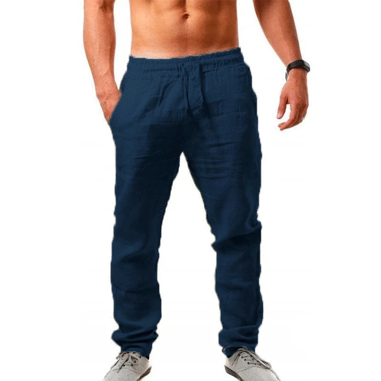 Herren Strickhose mit elastischer Taille leichte Freizeithose Frühling Sommer