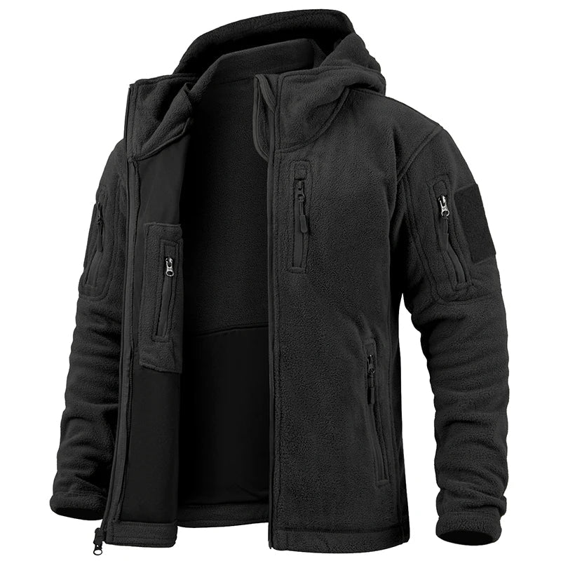 Herren Taktische Jacke Kapuze Langarm Regular Fit Mehrere Taschen Reißverschluss Outdoor Funktionsjacke Allwetter