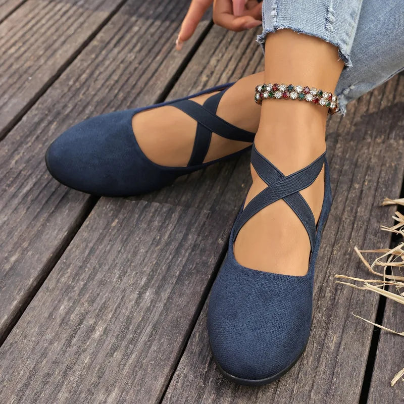 Damen Loafer mit rutschfester Sohle Retro-Stil Einfarbige Casual Schuhe zum Tanzen Große Größen