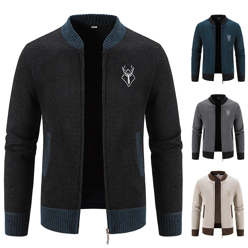 Herren Strickjacke Regular Fit Reißverschluss Strick Warm Leicht Casual Elegant Übergang Alltag