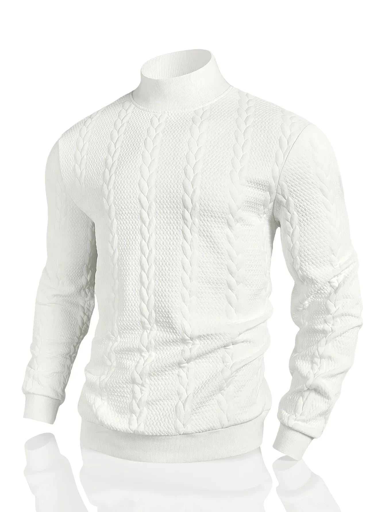 Herren Strickpullover Rollkragenpullover strukturierte Langarm bequem warm atmungsaktiv