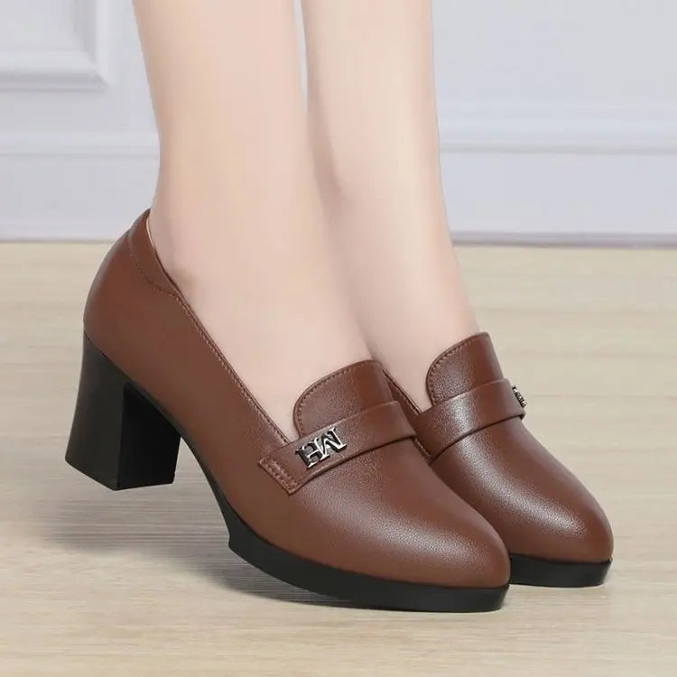 Damen Loafer schwarz Blockabsatz mittelhoch bequem fürs Büro