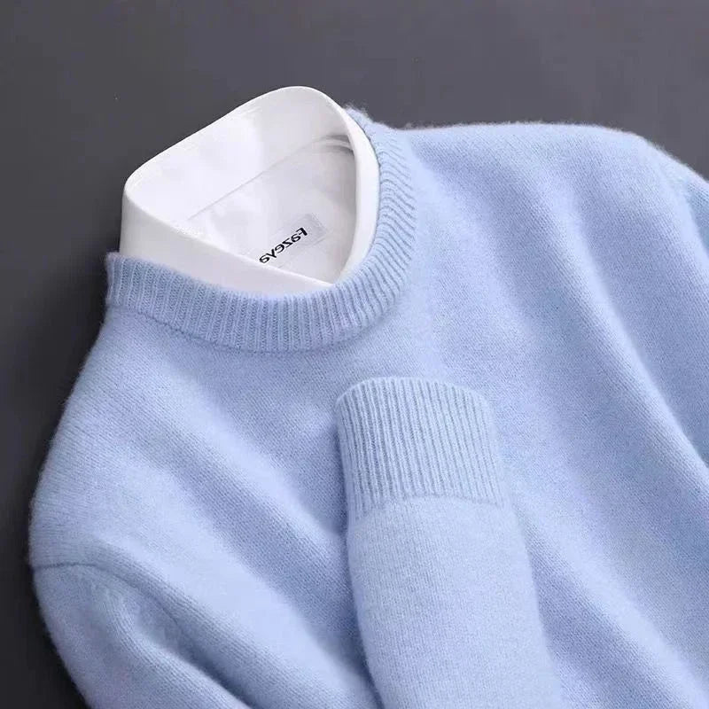 Herren Strickpullover Rundhals tailliert leicht bequem atmungsaktiv Langarm