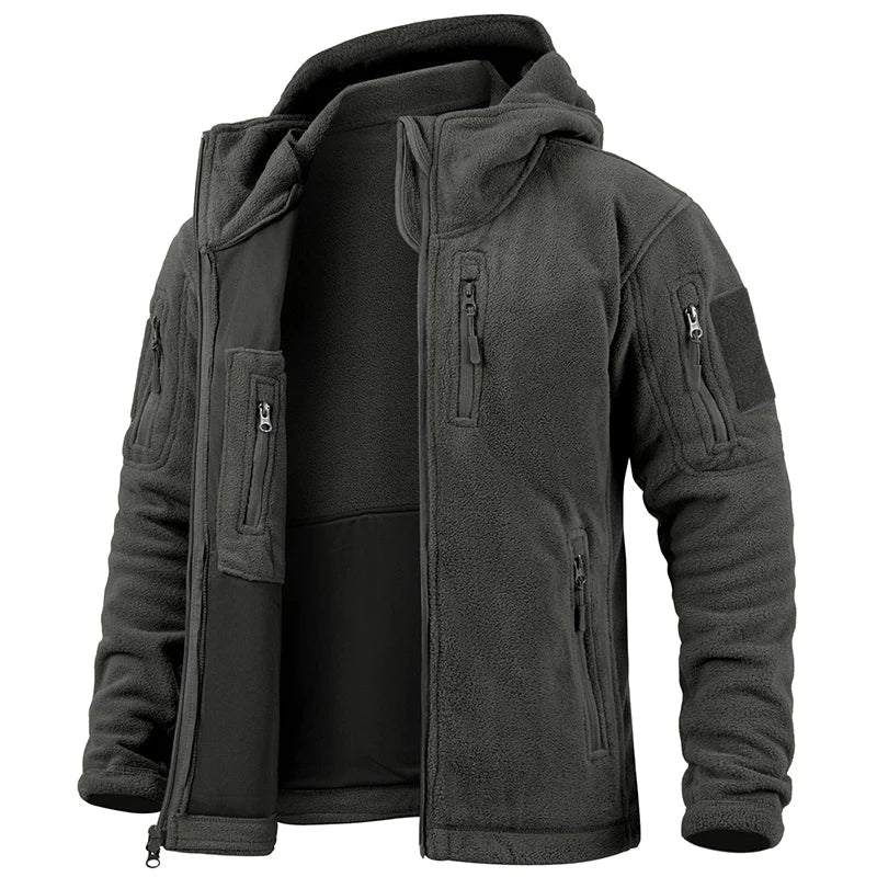 Herren Taktische Jacke Kapuze Langarm Regular Fit Mehrere Taschen Reißverschluss Outdoor Funktionsjacke Allwetter