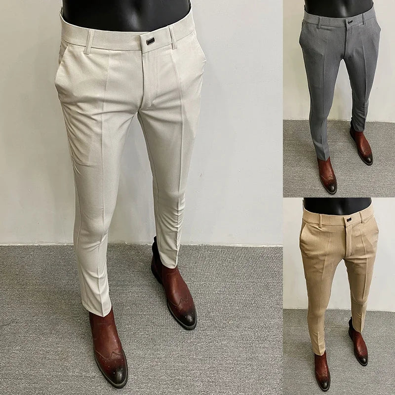 Herren Anzughose klassische Freizeithose elegante Stoffhose für Alltag