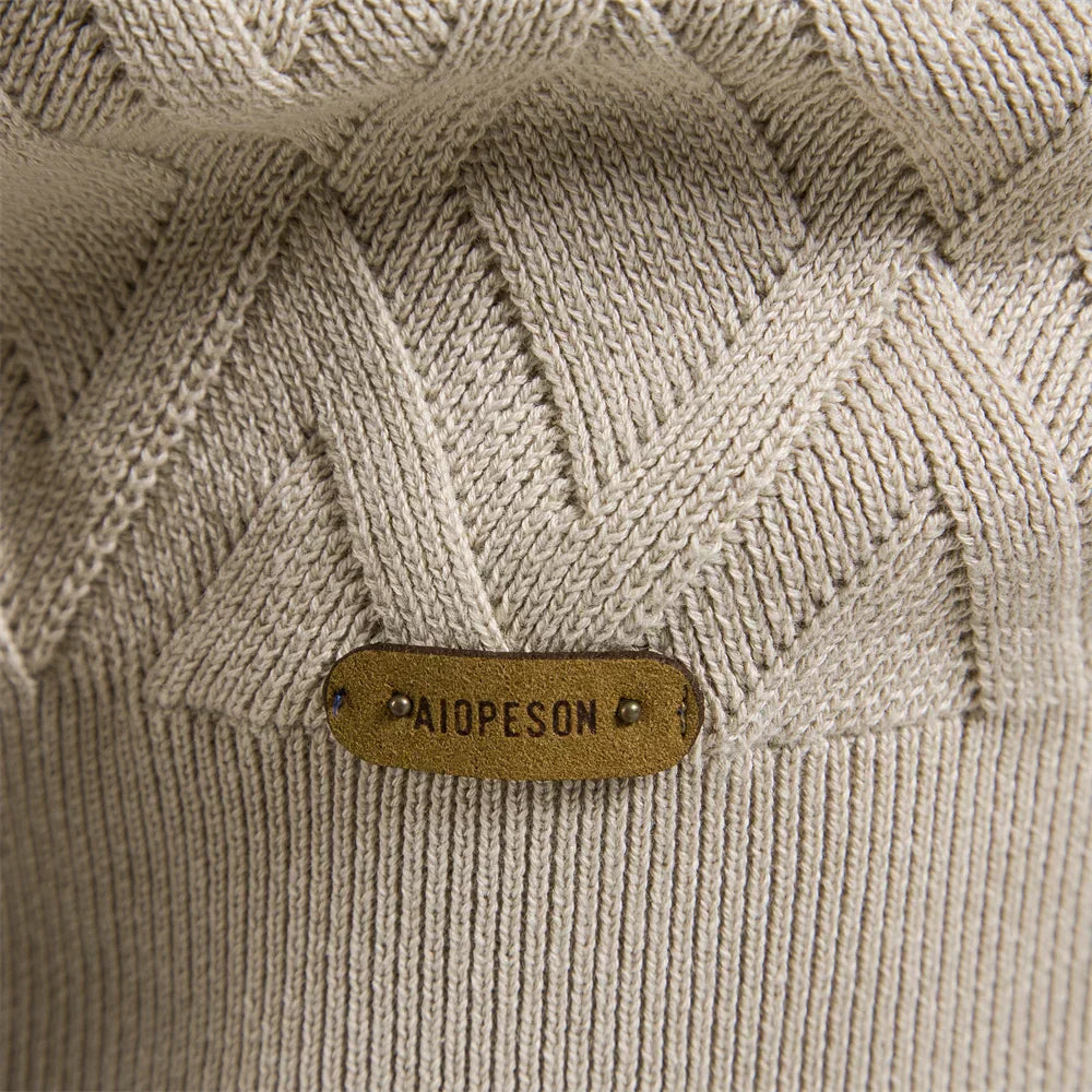 Herren Strickpullover Karo Rundhals Slim Fit elastisch bequem atmungsaktiv