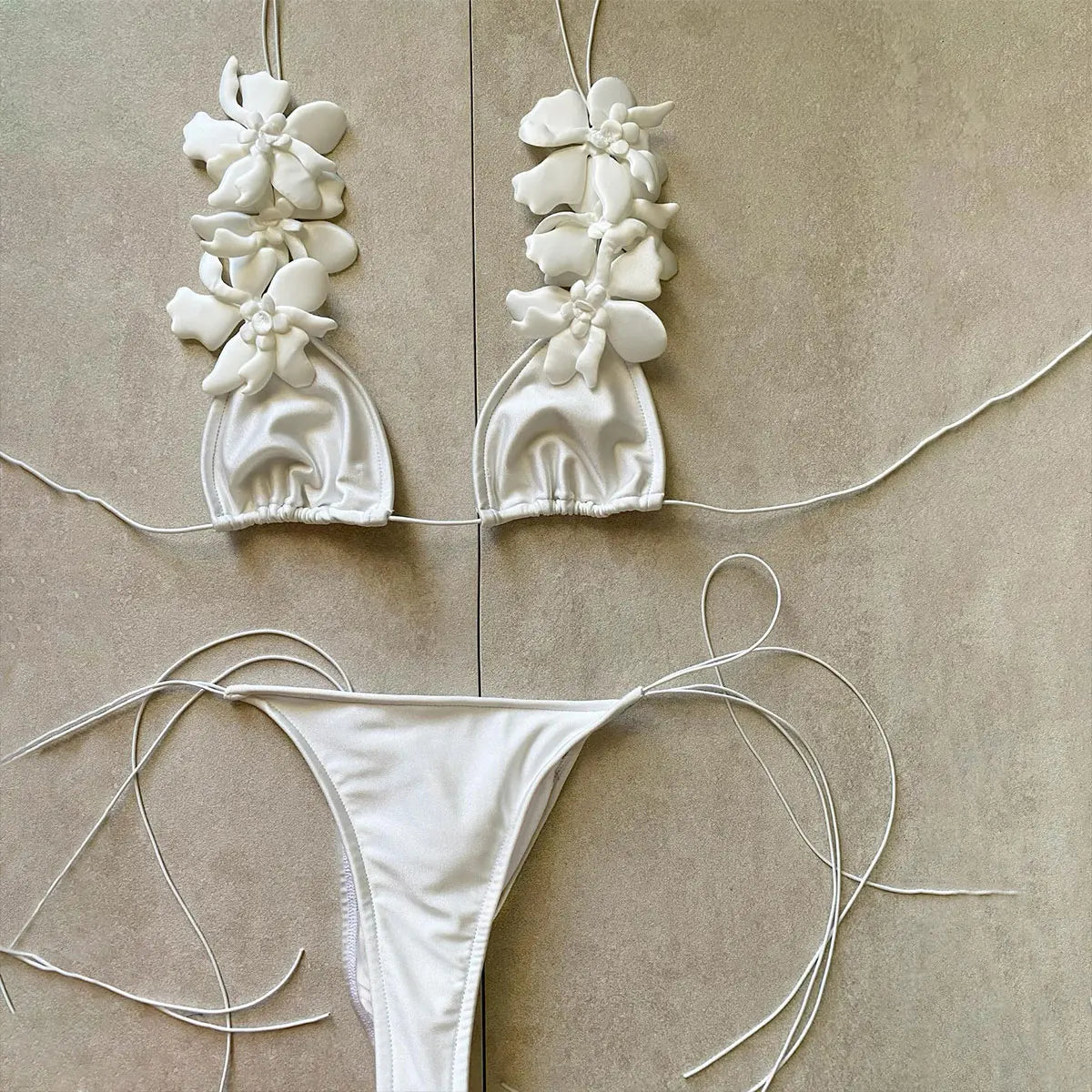 Damen 3-teiliges Bikini Set mit A-Linien Rock Bandage Brasilianische Bademode