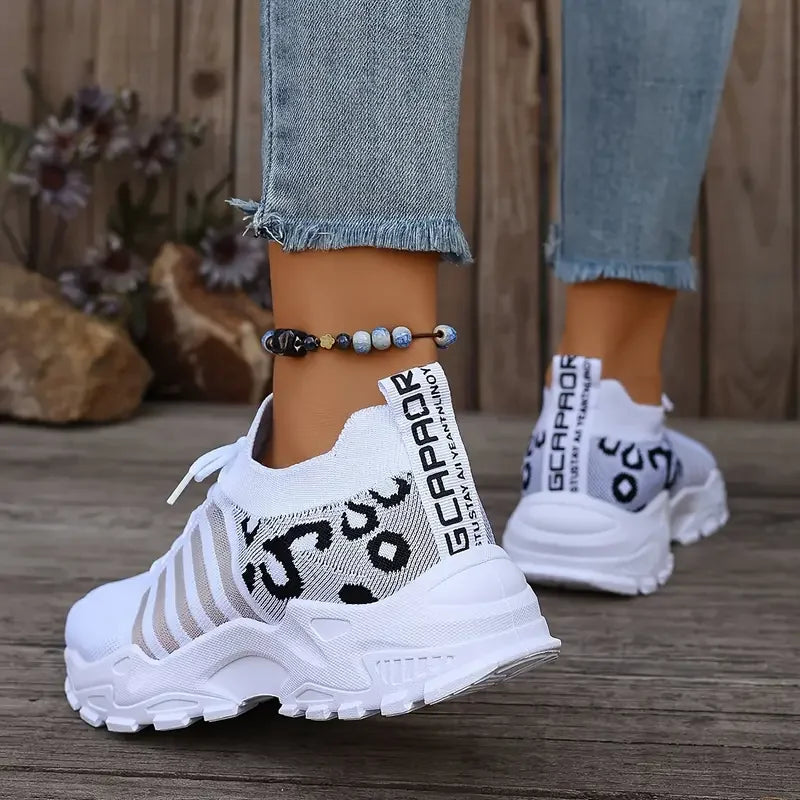 Damen Freizeitsneaker Leopardenmuster Leicht Atmungsaktiv Bequeme Alltagsschuhe