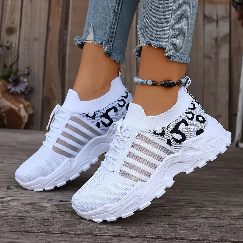 Damen Freizeitsneaker Leopardenmuster Leicht Atmungsaktiv Bequeme Alltagsschuhe