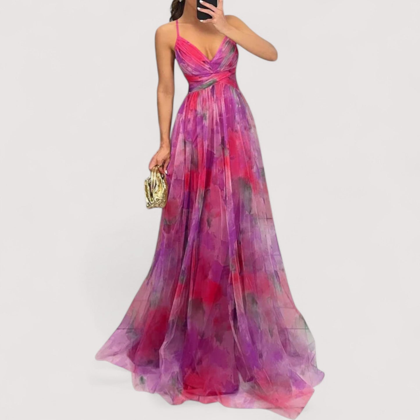 Damen Abendkleid verdrehtes Oberteil fließend figurbetont elegante Passform
