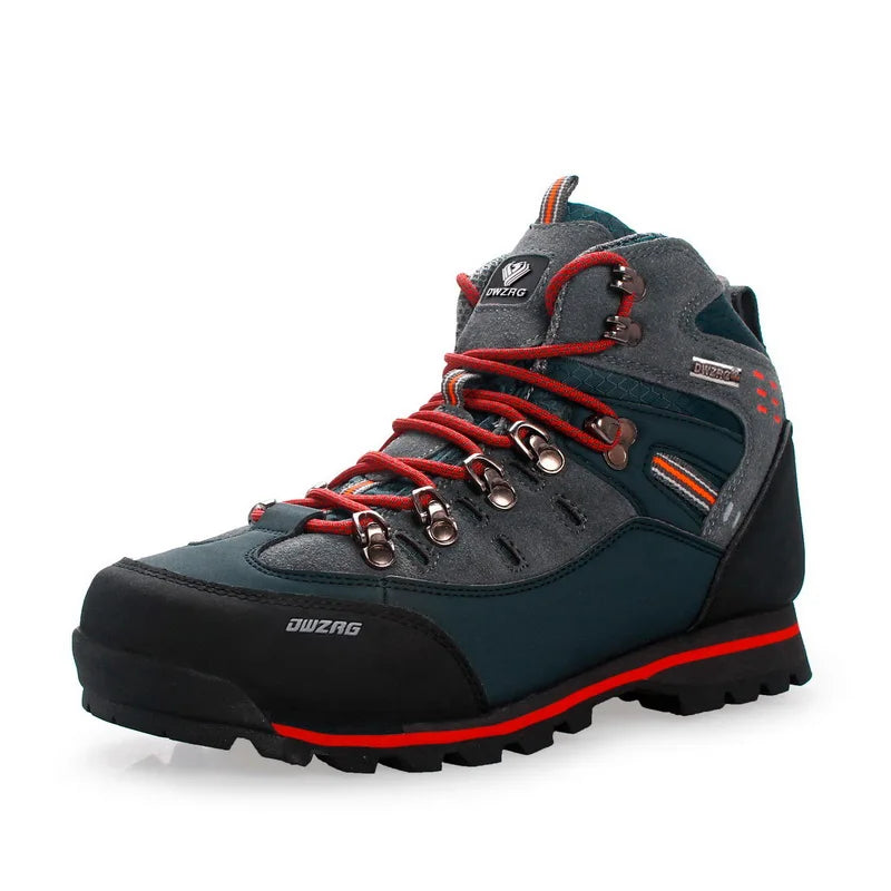 Herren Schwarz Dunkelgrau knöchelhoch rutschfeste Profilsohle Outdoor Wanderschuhe Schnürstiefel