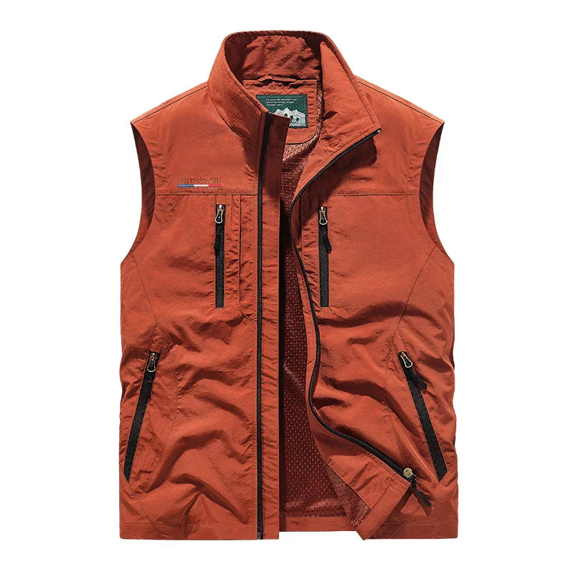 Herren Weste Regular Fit Leicht Atmungsaktiv Outdoor Wandern Reisen Mehrtaschen Funktional Sommer
