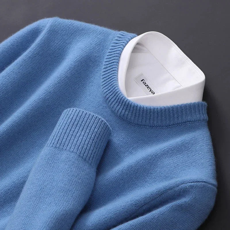 Herren Strickpullover Rundhals tailliert leicht bequem atmungsaktiv Langarm
