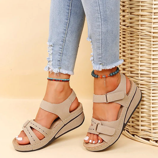 Damen Keilsandalen Plateau Weiche Sohle Elegante Sommerschuhe mit Keilabsatz