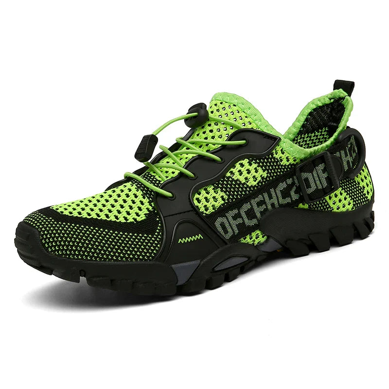 Damen Outdoorschuhe schwarz oliv mit Profilsohle und Schnellschnürung