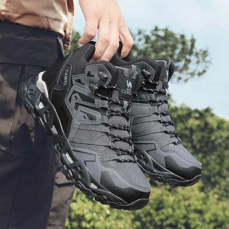Herren Wanderschuhe Grau rutschfest knöchelhoch Outdoor Trekkingstiefel für Hiking und Gelände