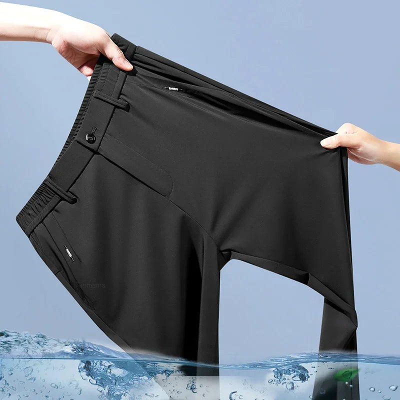 Herren Sommerhose aus feinem Wollstoff leichte Freizeithose Alltagshose