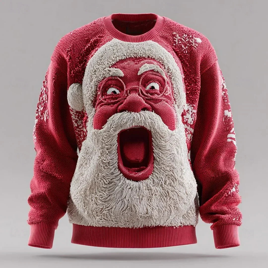 Herren Weihnachtspullover Rundhals Weihnachtsmann Muster stricken Langarm warm