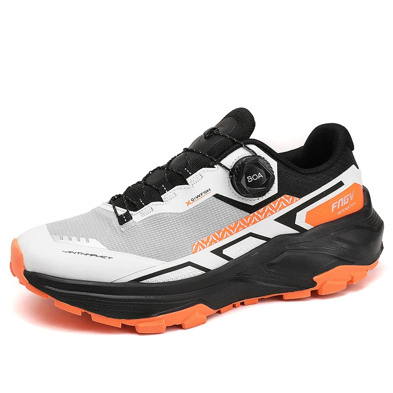 Trailrunning Schuhe Weiß Blau mit Drehverschluss rutschfest Outdoor Wanderschuhe Geländelaufschuhe