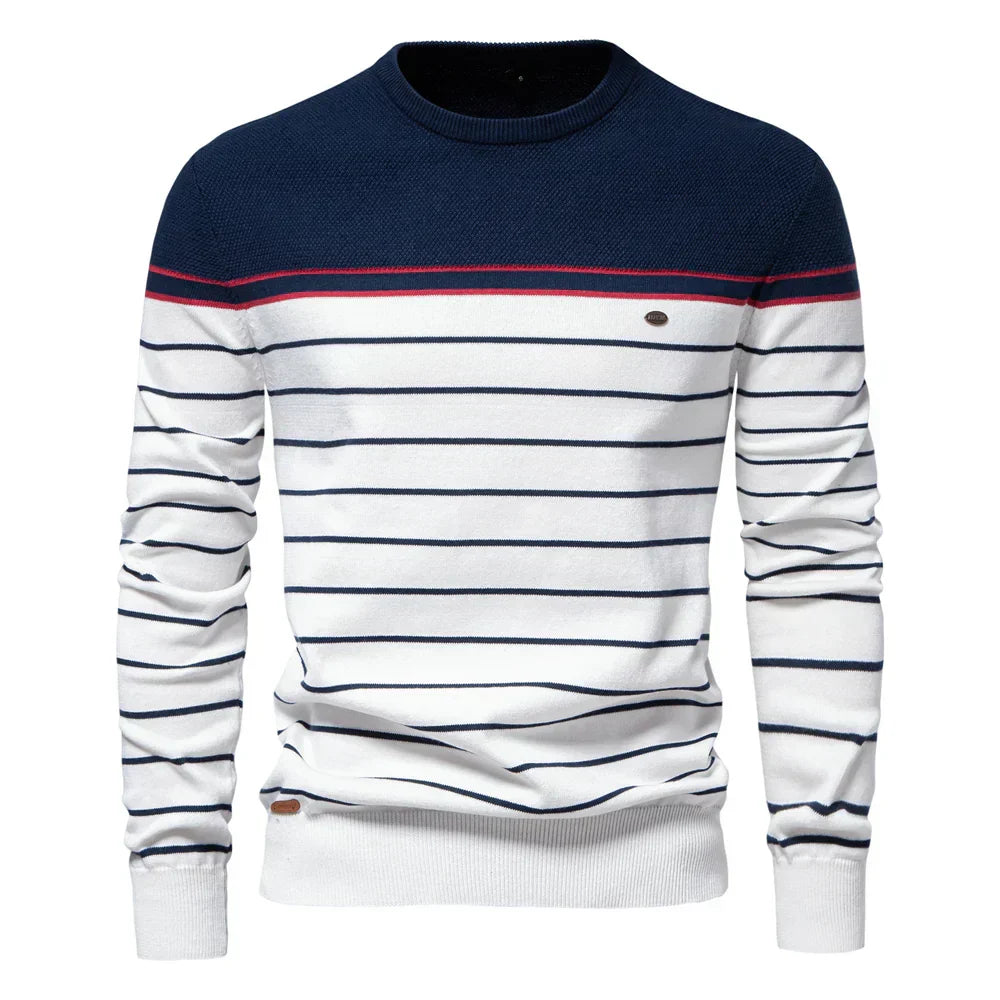 Herren Strickpullover Rundhals Slim Fit elastisch atmungsaktiv bequem Langarm