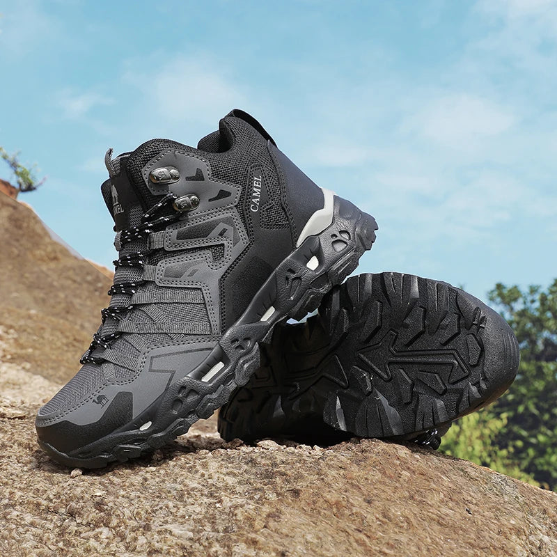 Herren Wanderschuhe Grau rutschfest knöchelhoch Outdoor Trekkingstiefel für Hiking und Gelände