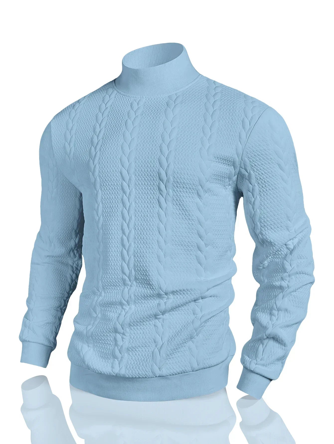 Herren Strickpullover Rollkragenpullover strukturierte Langarm bequem warm atmungsaktiv
