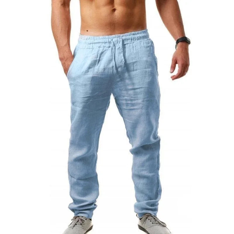 Herren Strickhose mit elastischer Taille leichte Freizeithose Frühling Sommer